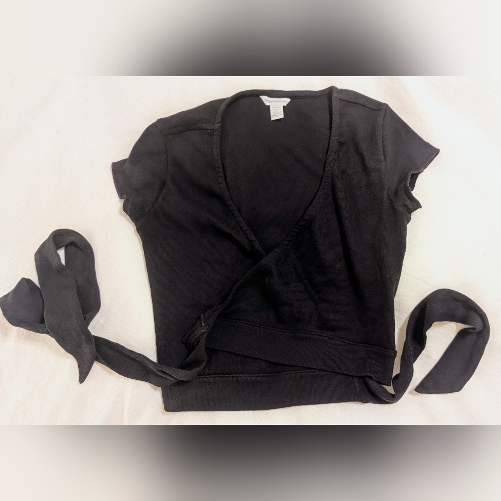 Organic Basics Core Rib Wrap Crop Top XS - Picture 4 of 5
